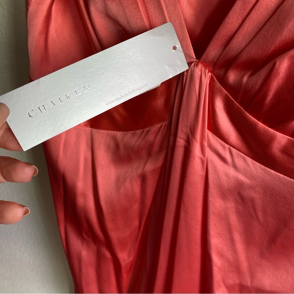 NWT Chaiken Silk Malaga Coral Cocktail Dress Sleeveless New Sz 4 Orange $378 - Picture 7 of 8